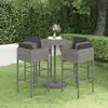Image de Ensemble De Bar De Jardin 5 Pcs Et Coussins Résine Tressée Gris Vidaxl
