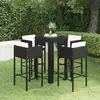 Image de Ensemble De Bar De Jardin 5 Pcs Et Coussins Résine Tressée Noir Vidaxl