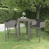 Image de Ensemble De Bar De Jardin 5 Pcs Et Coussins Résine Tressée Gris Vidaxl
