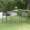 Image de Ensemble De Bar De Jardin 3 Pcs Et Coussins Résine Tressée Gris Vidaxl