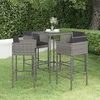 Image de Ensemble De Bar De Jardin 5 Pcs Et Coussins Résine Tressée Gris Vidaxl