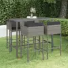 Image de Ensemble De Bar De Jardin 5 Pcs Et Coussins Résine Tressée Gris Vidaxl