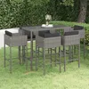 Image de Ensemble De Bar De Jardin 7 Pcs Et Coussins Résine Tressée Gris Vidaxl