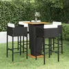 Image de Ensemble De Bar De Jardin 5 Pcs Et Coussins Résine Tressée Noir Vidaxl
