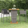 Image de Ensemble De Bar De Jardin 3 Pcs Et Coussins Résine Tressée Gris Vidaxl