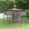 Image de Ensemble De Bar De Jardin 5 Pcs Et Coussins Résine Tressée Gris Vidaxl