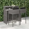 Image de Ensemble De Bar De Jardin 3 Pcs Et Coussins Résine Tressée Gris Vidaxl
