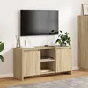 Image de vidaXL Meuble TV Chêne Sonoma 102x375x525 cm Bois d’ingénierie Support TV jusqu’à 43 Buffet avec étagères 809794