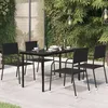 Image de vidaXL Table à dîner de jardin Noir 140 x 70 x 74 cm Acier et verre 22kg