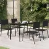 Image de Table À Dîner De Jardin Noir 140x70x74 Cm Acier Et Verre Vidaxl