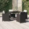 Image de vidaXL Ensemble à dîner de jardin avec coussins 5 pcs poly rotin noir 3095503