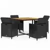 Image de Vidaxl ensemble à dîner de jardin avec coussins 5 pcs poly rotin noir