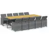 Image de Vidaxl ensemble à manger de jardin coussins 11 pcs résine tressée gris