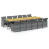 Image de Vidaxl ensemble à manger de jardin coussins 13 pcs résine tressée gris