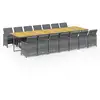Image de Vidaxl ensemble à manger de jardin 15 pcs coussins gris résine tressée