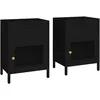 Image de Tables De Chevet 2 Pcs Noir 40x30x54,5 Cm Acier Et Verre Vidaxl