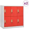 Image de Armoires À Casiers 2 Pcs Gris Clair Et Rouge 90x45x92,5cm Acier Vidaxl