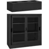 Image de Armoire À Portes Coulissantes Avec Jardinière Anthracite Acier Vidaxl