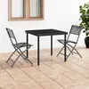 Image de vidaXL Chaises dextérieur pliables 2 pcs Noir Acier et textilène