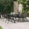 Image de Table De Jardin Gris Et Noir 180x80x70 Cm Acier Et Verre Vidaxl