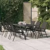 Image de vidaXL Table de jardin Gris et noir 180x80x70 cm Acier et verre 318771