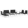 Image de Vidaxl salon de jardin 8 pcs avec coussins résine tressée noir