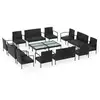 Image de Vidaxl salon de jardin 16 pcs avec coussins résine tressée noir