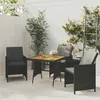 Image de Table De Jardin Noir 70x70x72 Cm Résine Tressée Et Acacia Vidaxl