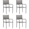 Image de Chaise À Dîner De Jardin Empilable Lot De 4 Gris Résine Tressée Vidaxl