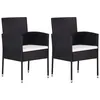 Image de Chaises De Jardin Coussins Blanc Crème 2pcs Noir Résine Tressée Vidaxl