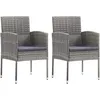 Image de Chaises De Jardin Coussins Gris Foncé 2 Pcs Résine Tressée Vidaxl