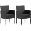 Image de Chaises De Jardin Avec Coussins Noir Lot De 2 Résine Tressée Vidaxl