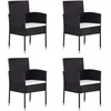 Image de Chaises De Jardin Coussins Blanc Crème 4pcs Noir Résine Tressée Vidaxl