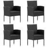Image de vidaXL Chaises de jardin coussins noir lot de 4 noir résine tressée siège de jardin chaise de balcon chaise à dîner de 318709