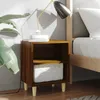 Image de Table De Chevet Avec Pieds En Bois Chêne Marron 40x30x50 Cm Vidaxl