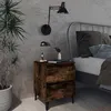Image de Table De Chevet Avec Pieds En Métal Chêne Fumé 40x35x50 Cm Vidaxl