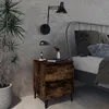 Image de Tables De Chevet Pieds En Métal 2 Pcs Chêne Fumé 40x35x50 Cm Vidaxl