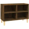 Image de Meuble Tv Avec Pieds En Bois Massif Chêne Fumé 69,5x30x50 Cm Vidaxl