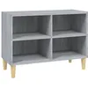 Image de Meuble Tv Avec Pieds En Bois Massif Sonoma Gris 69,5x30x50 Cm Vidaxl