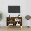 Image de Meuble Tv Avec Pieds En Bois Massif Ch  ne Marron 69,5x30x50 Cm Vidaxl