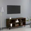 Image de Meuble Tv Avec Pieds En Métal Chêne Fumé 103,5x30x50 Cm Vidaxl