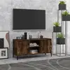 Image de Meuble Tv Avec Pieds En Métal Chêne Fumé 103,5x35x50 Cm Vidaxl
