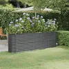 Image de vidaXL Lit Surélevé de Jardin Pot à Fleurs Boîte à Plantes Lit Surélevé Patio Terrasse Extérieur Acier Galvanisé 224x40x68cm 318901
