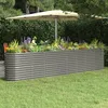 Image de vidaXL Lit Surélevé de Jardin Pot à Fleurs Boîte à Plantes Lit Surélevé Patio Terrasse Extérieur Acier Galvanisé 332x40x68 318909