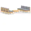 Image de Vidaxl salon de jardin 7 pcs avec coussins gris bois de pin