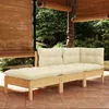 Image de vidaXL Salon de jardin 3 pcs avec coussins crème Bois de pin massif 3096280