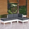 Image de vidaXL Bois de Pin Massif Salon de Jardin 4 pcs avec Coussins Mobilier de Patio Meubles dExtérieur Mobilier de Jardin 3096287