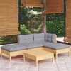 Image de Salon De Jardin 5 Pcs Avec Coussins Gris Bois De Pin Vidaxl