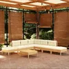 Image de vidaXL Salon de jardin 8 pcs avec coussins crème Bois de pin 3096328