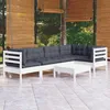 Image de vidaXL Bois de Pin Massif Salon de Jardin 6 pcs avec Coussins Mobilier de Patio Meubles dExtérieur Mobilier de Jardin 3096389